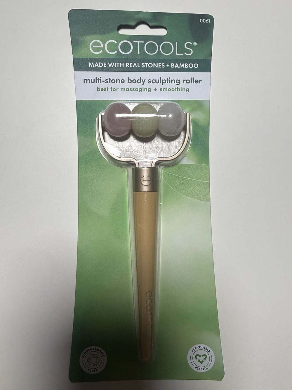EcoTools Multi-Stone Body Sculpting Roller with Rose Quartz, Jade, and White Jad